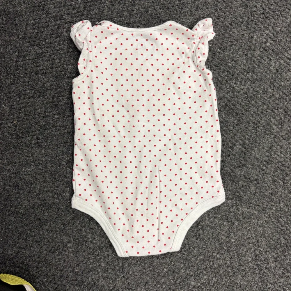 Disney Parks Minnie Mouse Polka Dot Ruffle Sleeve Bodysuit White Red 12M